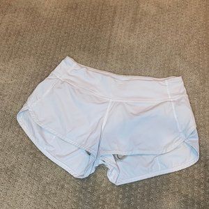 White Lululemon Speed Up Shorts 2.5”